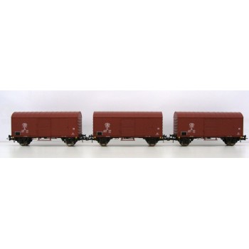 B-Models 45704 Set A 3x gedeckter Güterwagen Glms braun SNCB Ep.III
