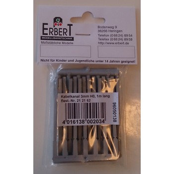 Erbert 042305 (212162) - Kabelkanal 3mm, 1m lang 21 Stück H0-TT
